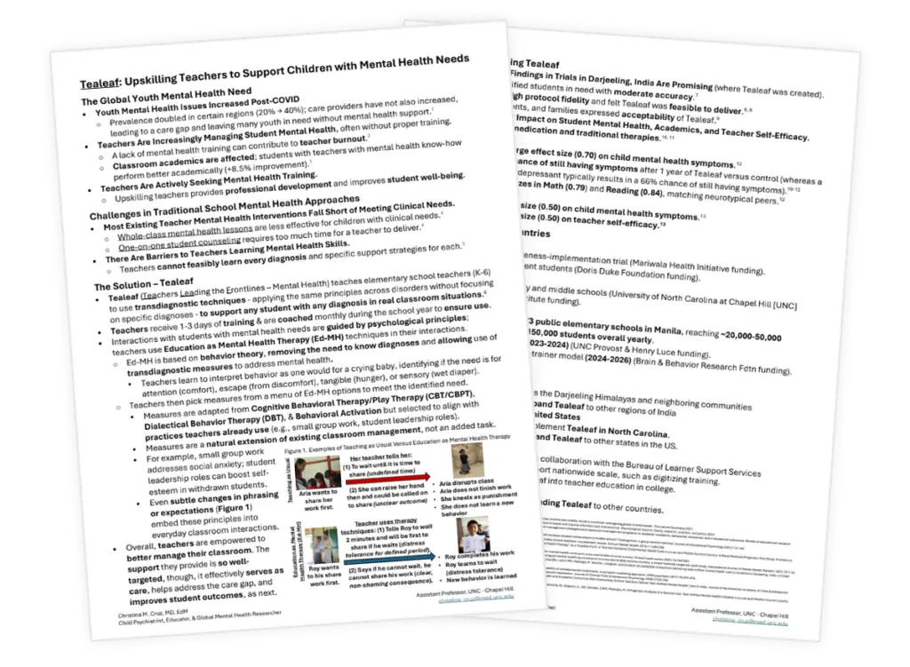 Image of a downloadable flyer from the Tealeaf program.